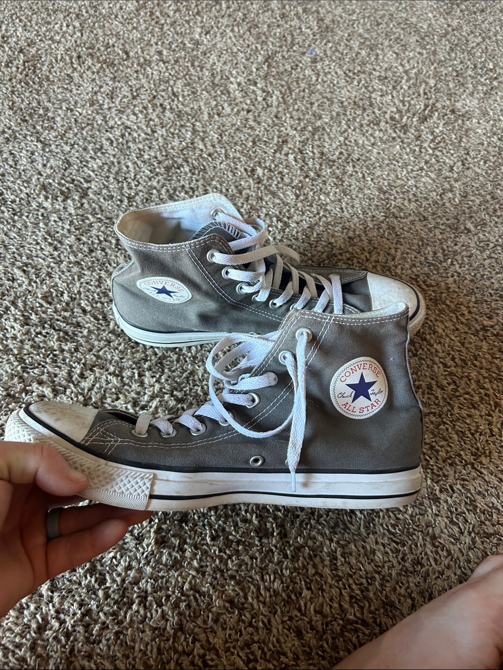 Converse Canvas High Tops - Gray and White - Picture 2 of 5